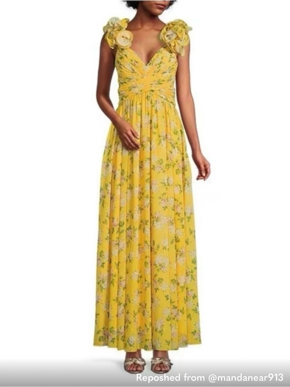 ANTONIO MELANI Yellow Floral Maxi Dress